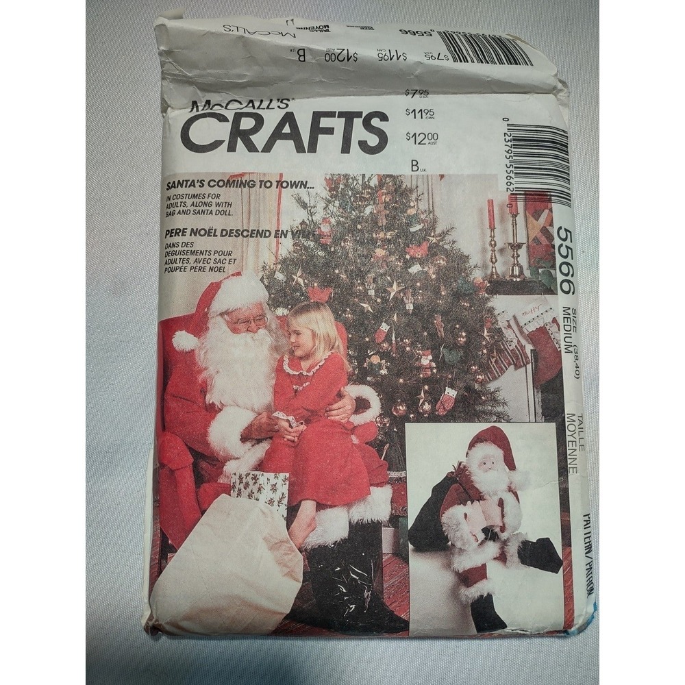 Santa Claus Adult Costume Size Med MCall Pattern and bag and‎ doll pattern 1991